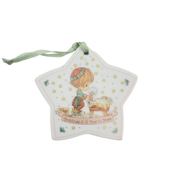 1993 Precious Moments Christmas is a Time to Share Nativity Star Ceramic Porcela - Picture 1 of 4